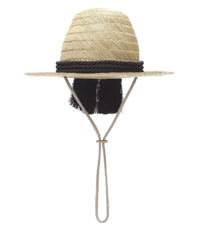 Shop Gucci Embellished Straw Hat In Beige
