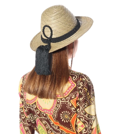 Shop Gucci Embellished Straw Hat In Beige
