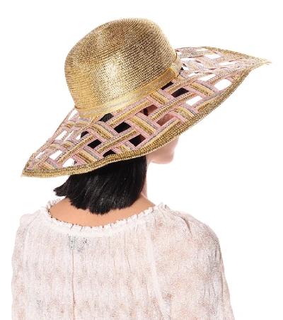 Shop Missoni Woven Metallic Wide-brimmed Hat In Gold