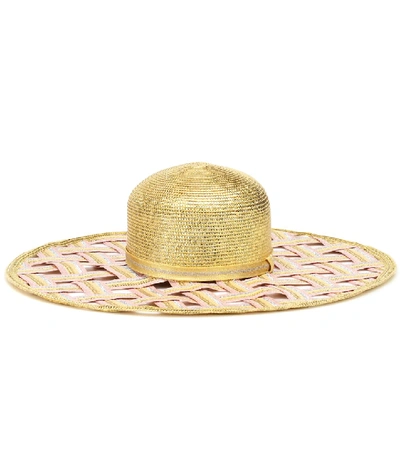 Shop Missoni Woven Metallic Wide-brimmed Hat In Gold