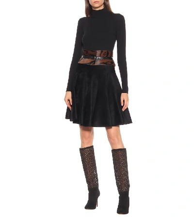 Shop Alaïa Calf Hair And Snakeskin Belt In Brown