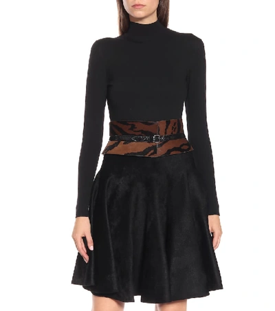 Shop Alaïa Calf Hair And Snakeskin Belt In Brown