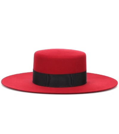 Shop Saint Laurent Felt Hat In Red