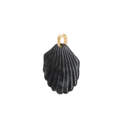 Shop Balenciaga Shell Earrings In Black