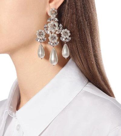 Shop Simone Rocha Embellished Faux-pearl Earrings In White