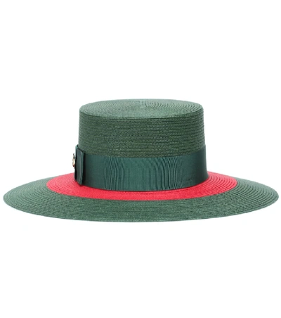 Shop Gucci Papier Wide Brim Hat In Green