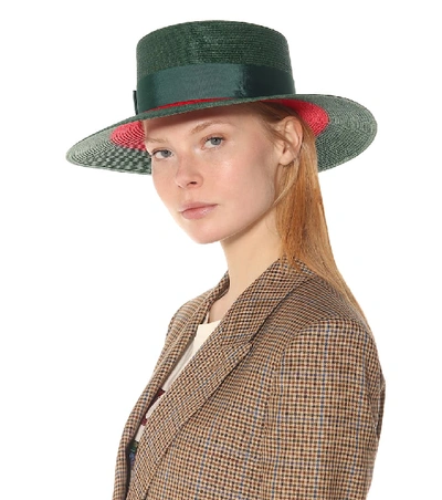 Shop Gucci Papier Wide Brim Hat In Green