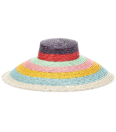 Shop Missoni Striped Straw Hat In Multicoloured