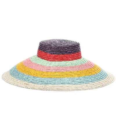 条纹草编帽