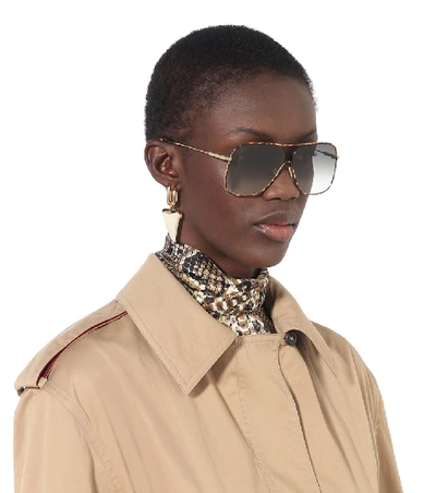 Shop Victoria Beckham Loop Navigator Aviator Sunglasses In Brown