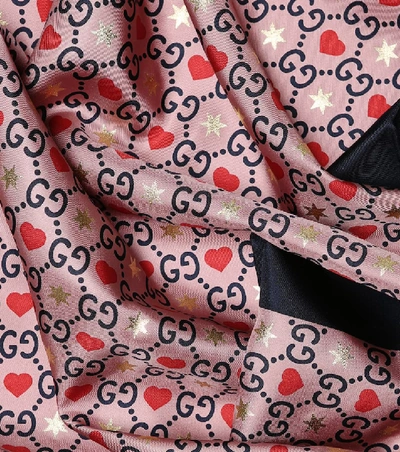 Shop Gucci Gg Silk Scarf In Pink