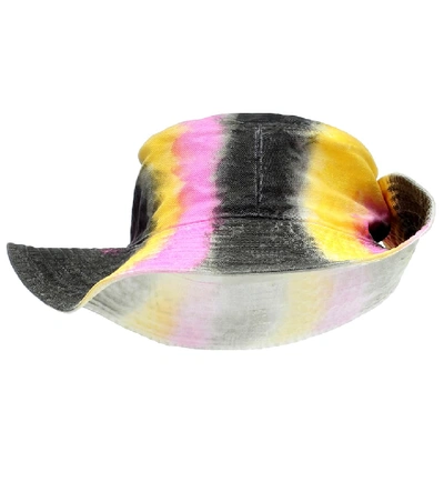 Shop Ganni Tie-dye Denim Hat In Multicoloured