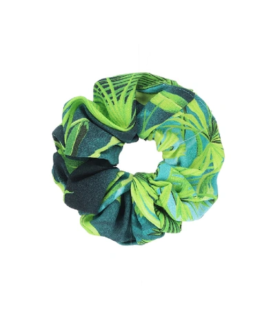 Shop Versace Jungle-print Scrunchie In Blue