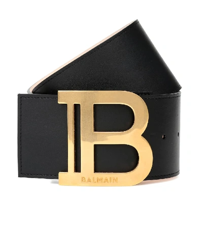 Shop Balmain B-belt Leather Belt In Black