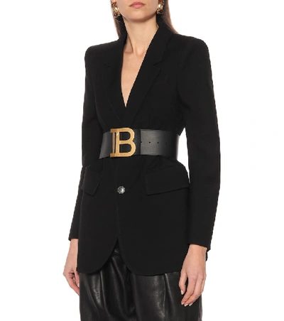 Shop Balmain B-belt Leather Belt In Black