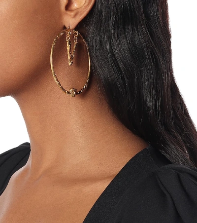 Shop Versace Virtus Hoop Earrings In Gold