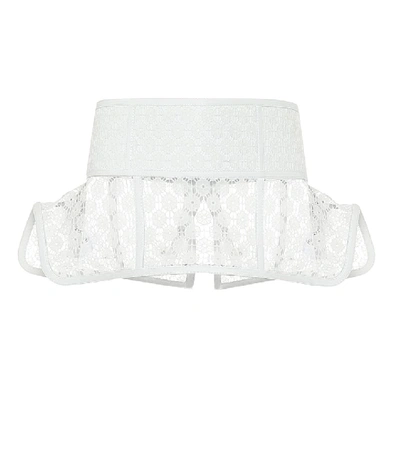 Shop Loewe Obi Lace And Leather Corset Belt In White