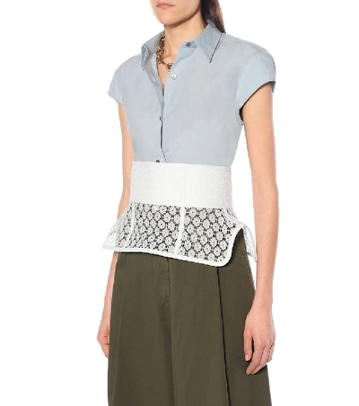 Shop Loewe Obi Lace And Leather Corset Belt In White
