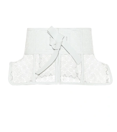 Shop Loewe Obi Lace And Leather Corset Belt In White