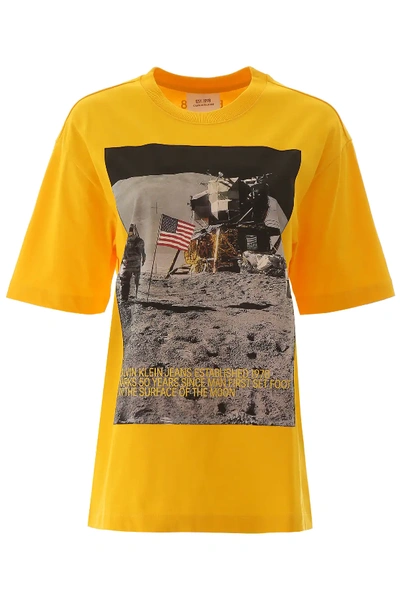 Shop Calvin Klein Established 1978 Moon Landing T-shirt In Yellow