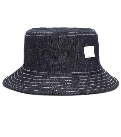 Shop Acne Studios Face Denim Bucket Hat In Blue