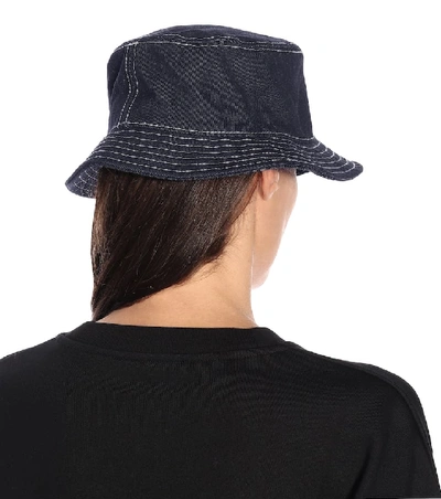 Shop Acne Studios Face Denim Bucket Hat In Blue