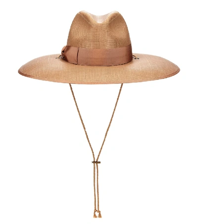 Shop Gucci Wide-brim Woven Hat In Beige