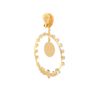 Shop Dolce & Gabbana Embellished Clip-on Hoop Earrings In Gold