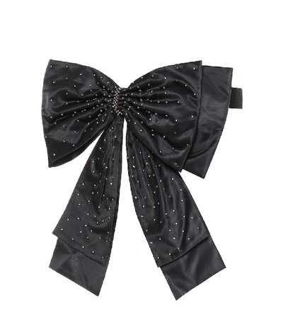 Shop Erdem Embellished Silk Bow Belt In Black