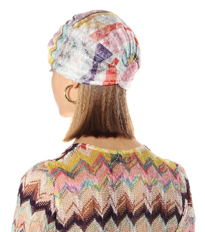 Shop Missoni Chevron-knit Turban In Multicoloured