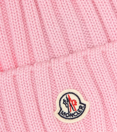 Shop Moncler Fur-trimmed Beanie In Pink