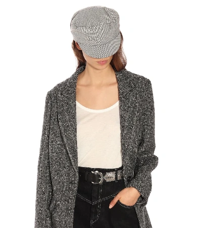 Shop Isabel Marant Evie Houndstooth Wool Cap In Black