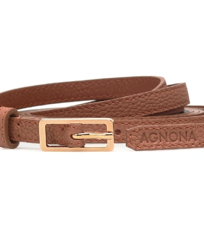 Shop Agnona Leather Belt In Brown