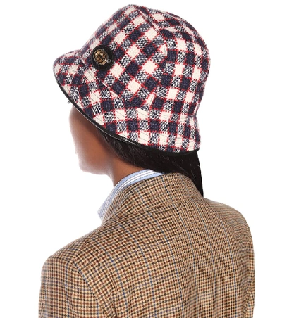 格纹羊毛混纺渔夫帽