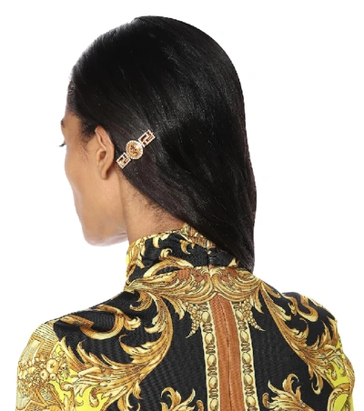 Shop Versace Crystal-encrusted Hairclip In Gold