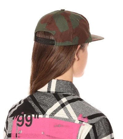 Shop Off-white Embroidered Cotton Cap In Green