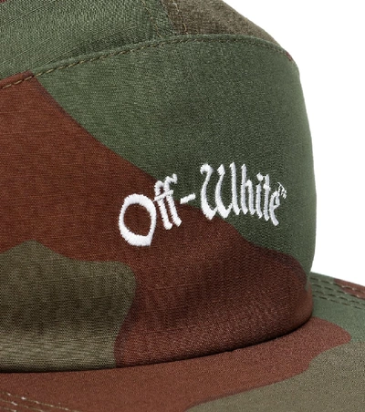 Shop Off-white Embroidered Cotton Cap In Green