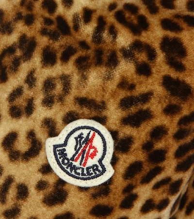 Shop Moncler Leopard-print Down Scarf In Beige