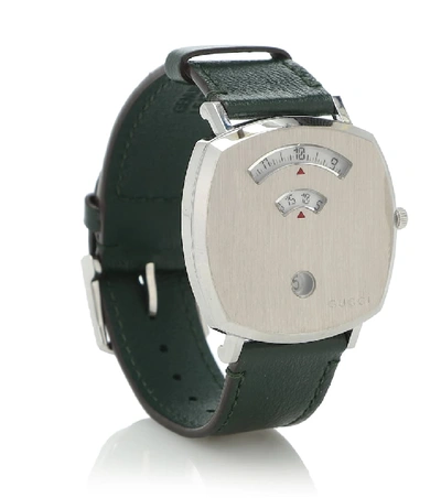 Shop Gucci Grip 38mm Stainless Steel Watch In Green