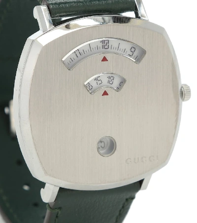 Shop Gucci Grip 38mm Stainless Steel Watch In Green