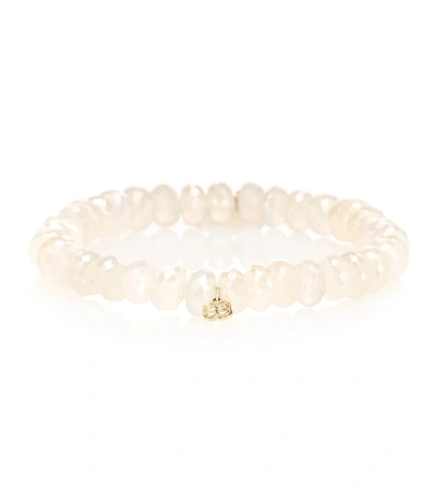 Shop Sydney Evan Love Tableau Beaded Bracelet With 14kt Yellow Gold And Diamond Charm In White