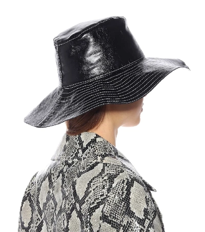 Shop Maison Michel Lauren Leather Hat In Black