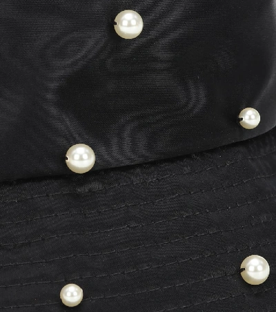 Shop Jennifer Behr Mallorie Embellished Satin Bucket Hat In Black