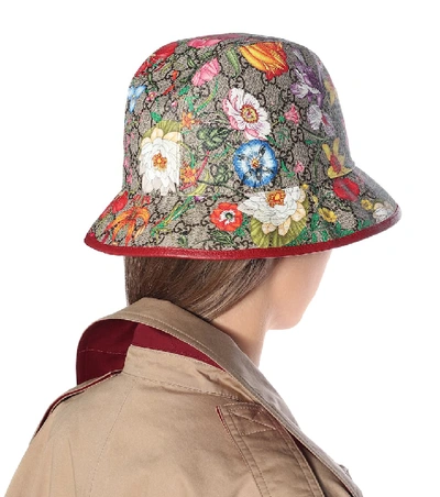 Shop Gucci Gg Flora Cotton-blend Bucket Hat In Beige