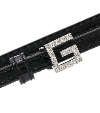 Shop Gucci Square G Patent Leather Bracelet In Black