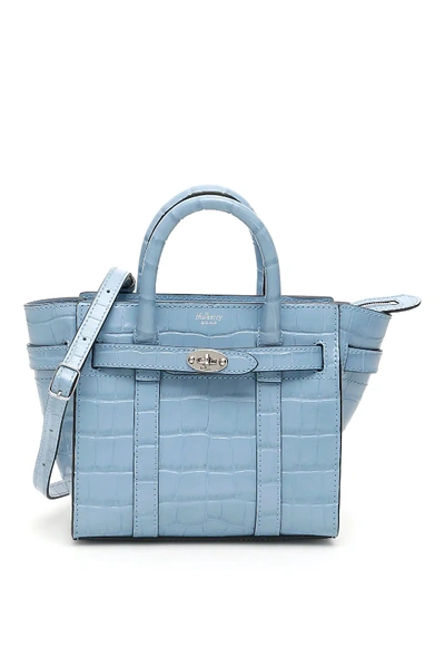 Shop Mulberry Micro Zipped Bayswater In Light Blue