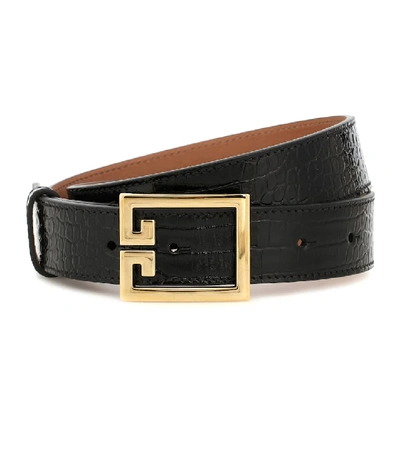 Shop Givenchy Croc-effect Leather Belt In Black