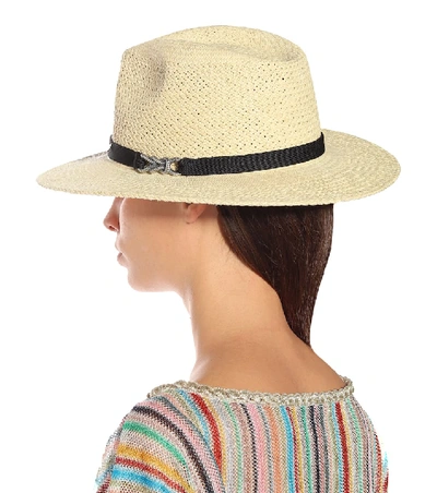 Shop Maison Michel Rico Straw Fedora In Beige