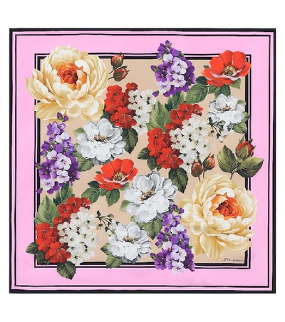 Shop Dolce & Gabbana Floral Silk Scarf In Multicoloured