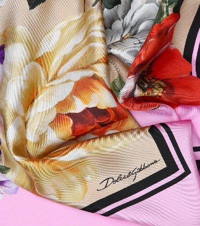 Shop Dolce & Gabbana Floral Silk Scarf In Multicoloured